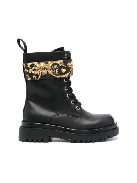 VERSACE JEANS COUTURE Barocco lace-up combat boots