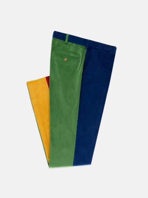 J. PRESS MADE-IN-USA 4-PANEL COLORBLOCK WIDE WALE BRITISH CORDUROY PANT