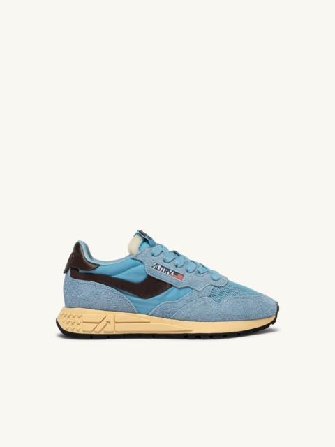 AUTRY REELWIND LOW SNEAKERS IN FORGET ME NOT AND BRACKEN NYLON AND SUEDE