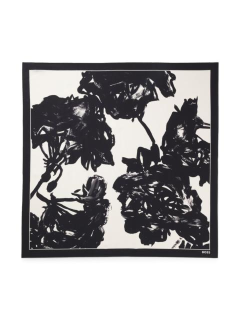 BOSS MONOGRAM SCARF IN SILK TWILL