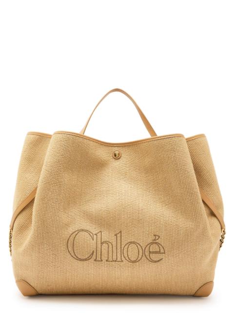 Chloé Chloe Clover Medium Logo-embroidered Raffia Tote