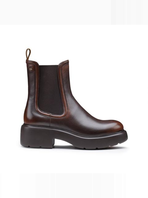 Santoni Women's dark brown leather Easy ankle boot