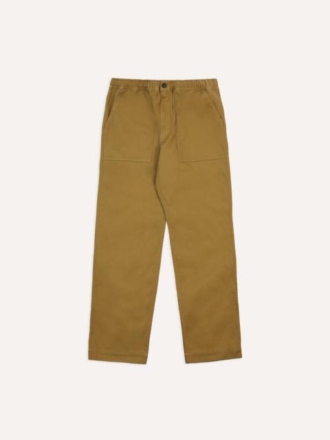 Drake's Khaki Herringbone Twill Cotton Drawstring Trousers