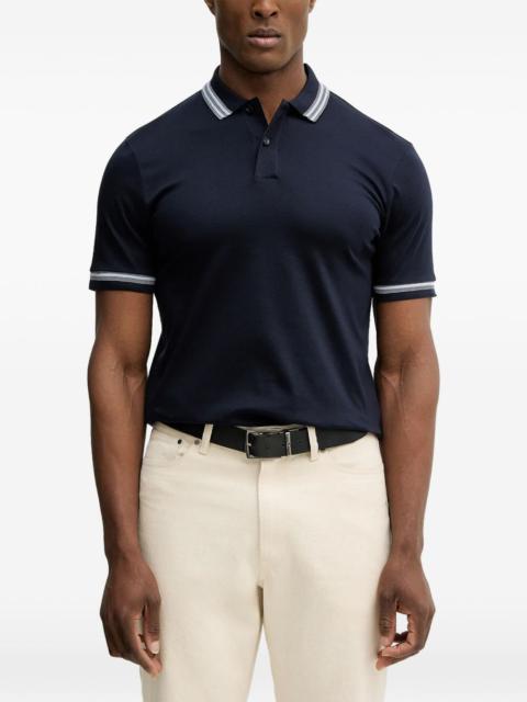 BOSS striped-trim polo shirt