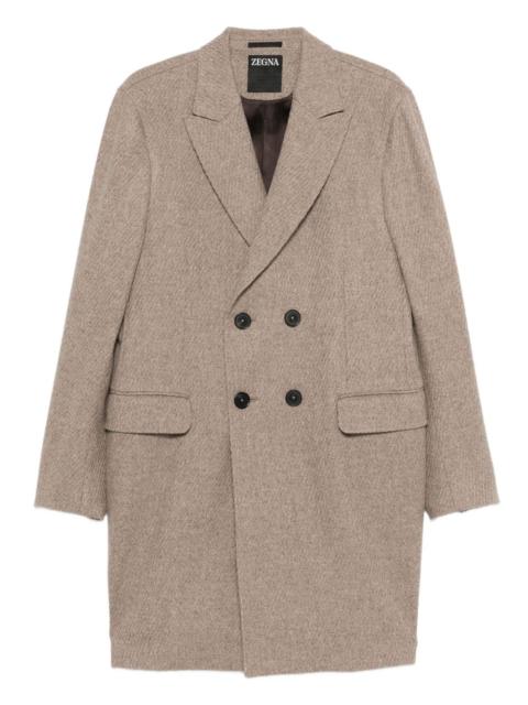 ZEGNA flap-pocket double-breasted coat
