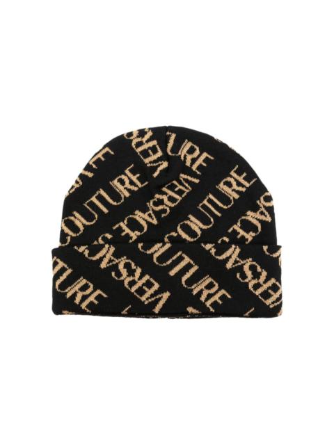 VERSACE JEANS COUTURE Couture intarsia-knit logo fine-ribbed beanie