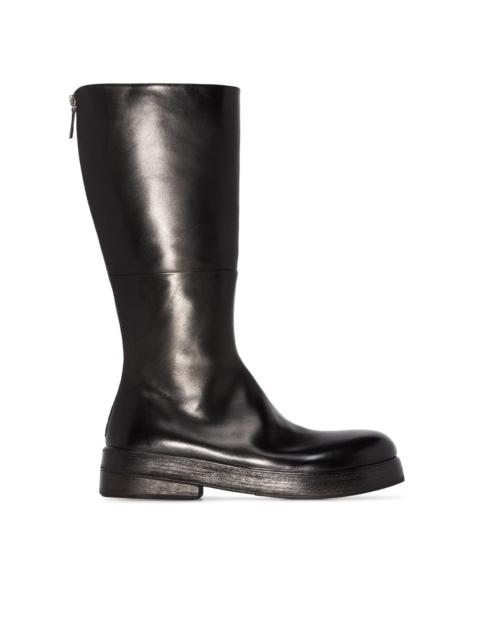 zip-up leather boots