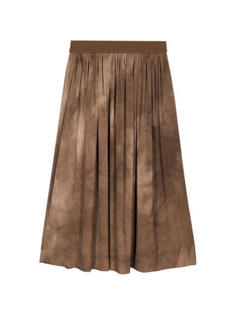 garment-dyed pleated skirt
