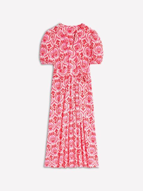 BODEN Sofia Trim Jersey Midi Dress-Poppy Red, Ornamental Floral