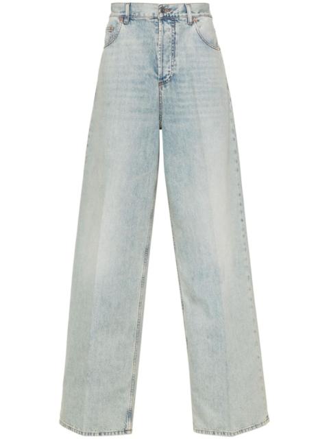 logo-plaque cotton wide-leg jeans