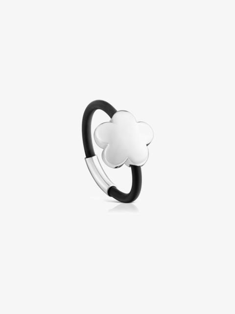 TOUS Silver and rubber flower Ring TOUS Bold Motif