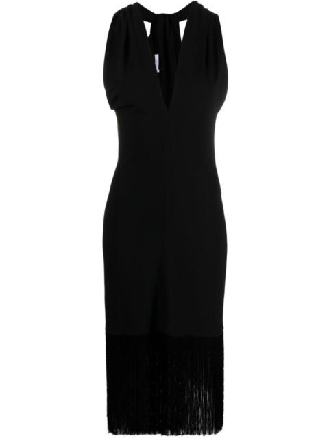 FERRAGAMO V-neck fringed midi dress