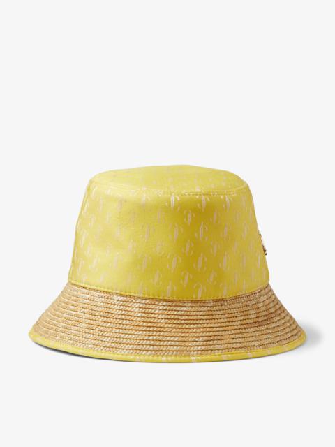JIMMY CHOO Renata
Acid Yellow JC Monogram Jacquard Silk, Modal and Raffia Bucket Hat