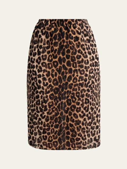 Leopard Silk Georgette Pencil Skirt
