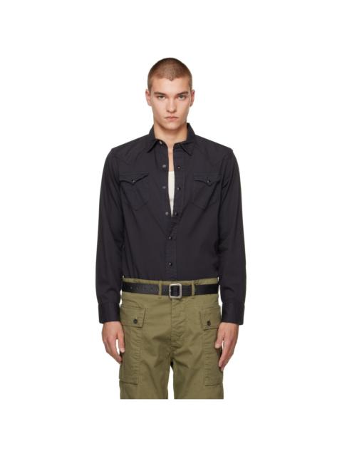 RRL by Ralph Lauren Black Cotton Twill Western Shirt