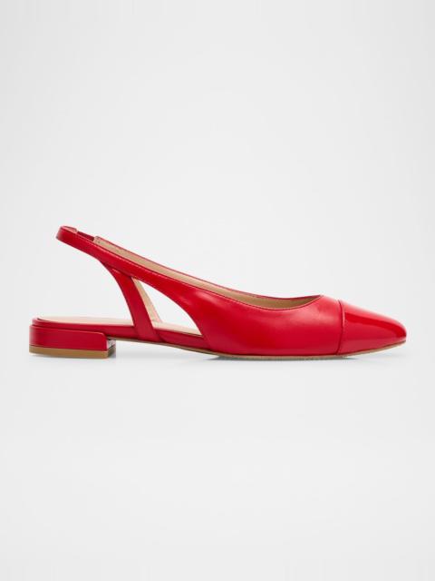 Stuart Weitzman Sleek Leather Slingback Ballerina Flats