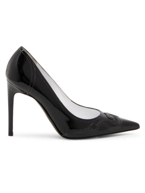 Moschino Women's Question Stitching 100MM Leather Pumps - Black