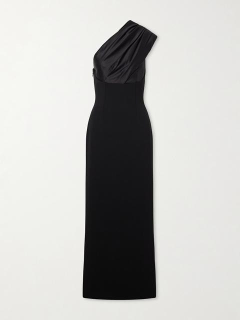 SOLACE LONDON Gracie One-shoulder Pleated Satin Gown