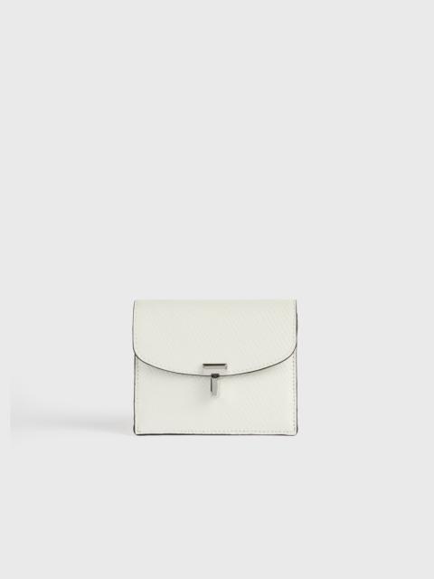 TOTEME T-lock palmellato-patent cardholder off-white