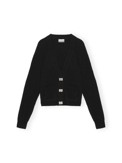 GANNI BLACK SOFT WOOL CARDIGAN