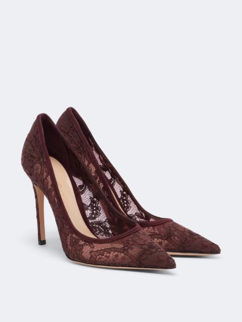 Gianvito Rossi Claudia suede-trimmed lace pumps