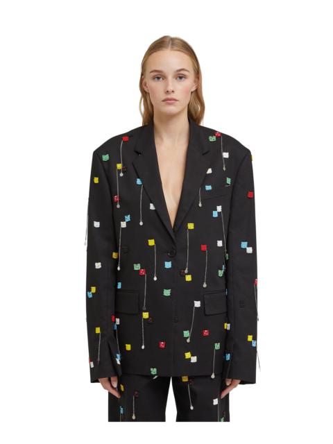 MSGM Stretch cotton gabardine single-breasted jacket with embroidered beads