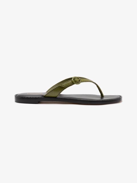 Larroudé Mary Kate Flat Sandal In Seaweed Leather