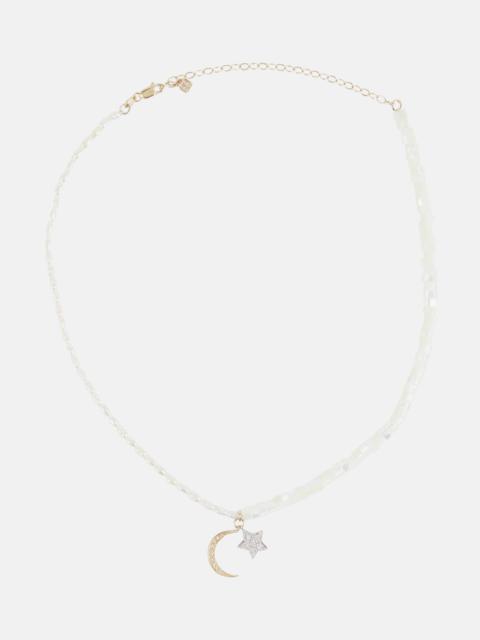 SYDNEY EVAN Half Moon 14kt gold choker with diamonds