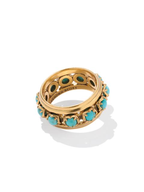 KENDRA SCOTT Ida Vintage Gold Band Ring in Variegated Turquoise Magnesite