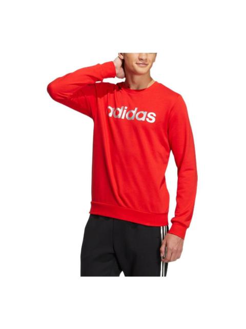 Men's adidas neo Chest Alphabet Logo Printing Round Neck Long Sleeves Red HD4692