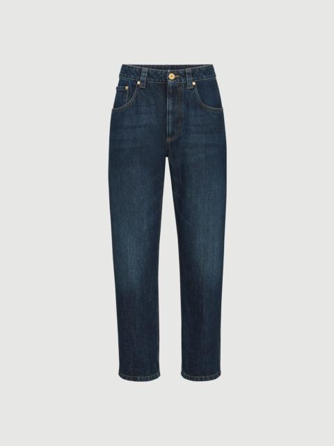 Brunello Cucinelli Authentic denim straight trousers with shiny bartack