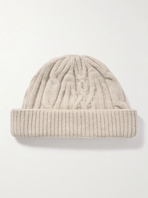 JOHN SMEDLEY Emery Cable-Knit Recycled-Cashmere and Merino Wool-Blend Beanie Beige