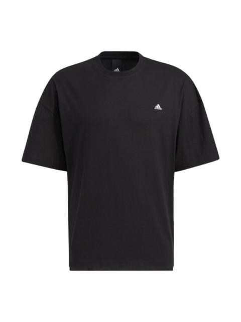 adidas adidas Solid Color Sports Short Sleeve Tee 'Black' HC9979