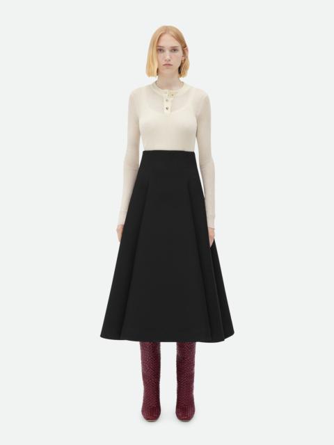 Bottega Veneta Compact Wool Wide Midi Skirt