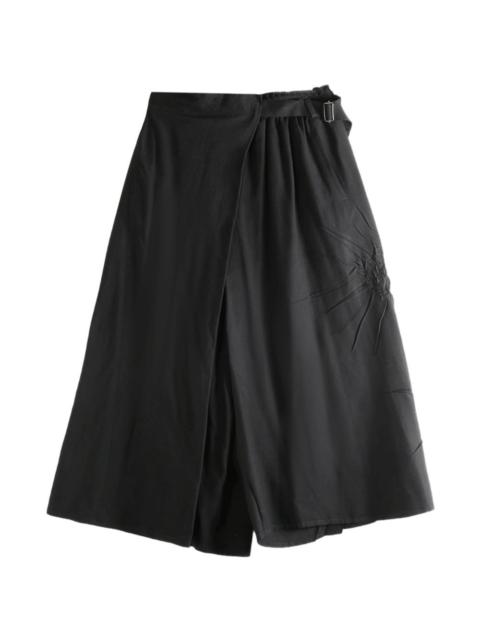 Yohji Yamamoto wrap-design sunburst-pleat skirt