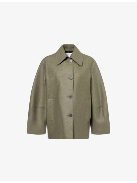 Harris Wharf London Puff Sleeves Pressed Wool Jacket