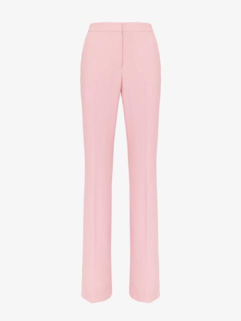 Alexander McQueen Women's High-waisted Narrow Bootcut Trousers in Cherry Blossom Pink