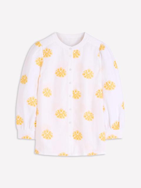 BODEN Alicia Linen Top-White, Floral embroidery