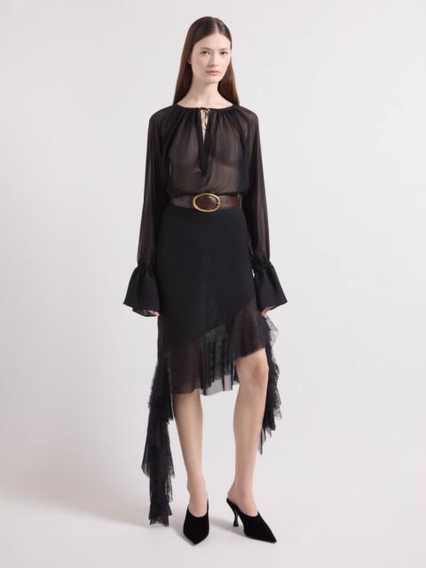 NINA RICCI Black Asymmetrical Silk Skirt
