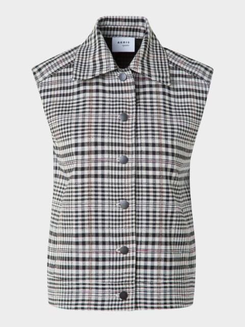 AKRIS Check Cap Sleeve Cotton-Blend Jacket