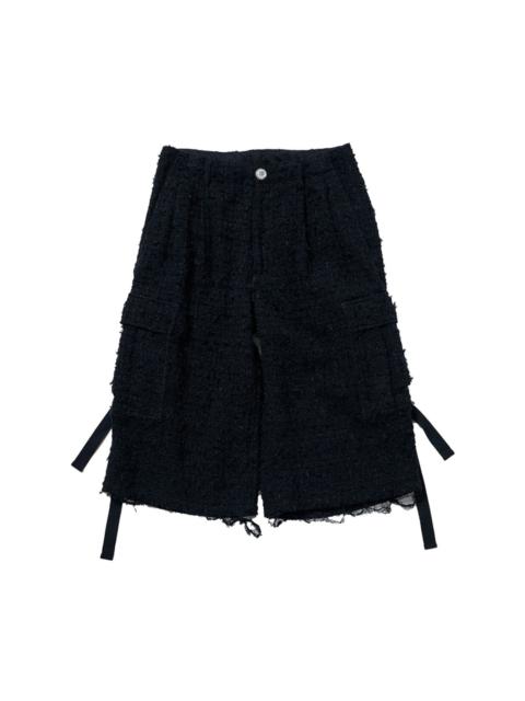 raw-cut tweed cargo shorts