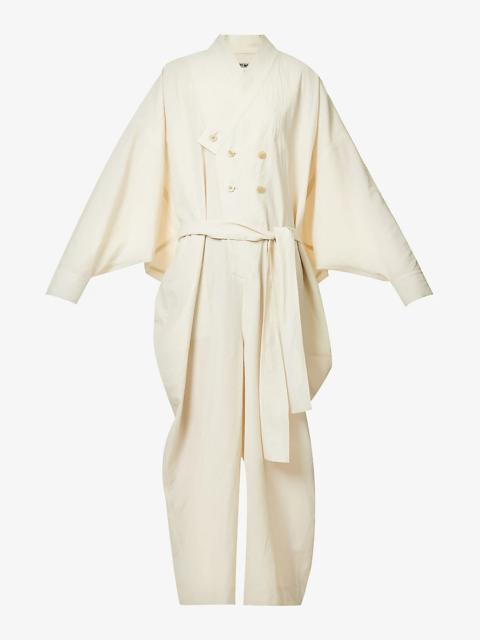 ISSEY MIYAKE Double-breasted pleated knitted coat