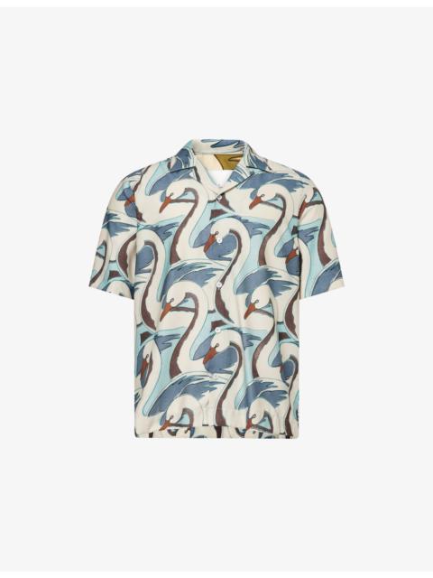 Paul Smith Swan Graphic-Print Short-Sleeve Woven Shirt