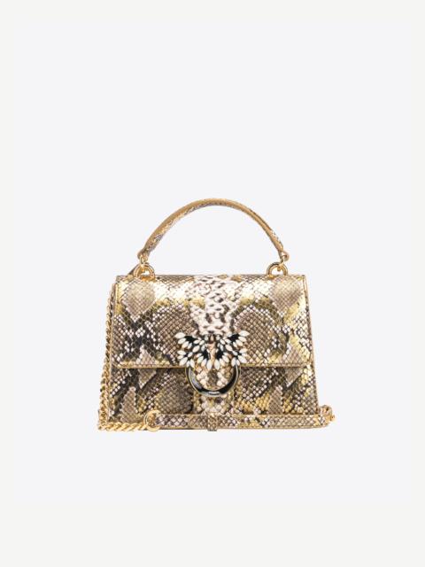PINKO PINKO GALLERIA MINI LOVE BAG TOP HANDLE LIGHT IN LAMINATED REPTILE-PRINT LEATHER