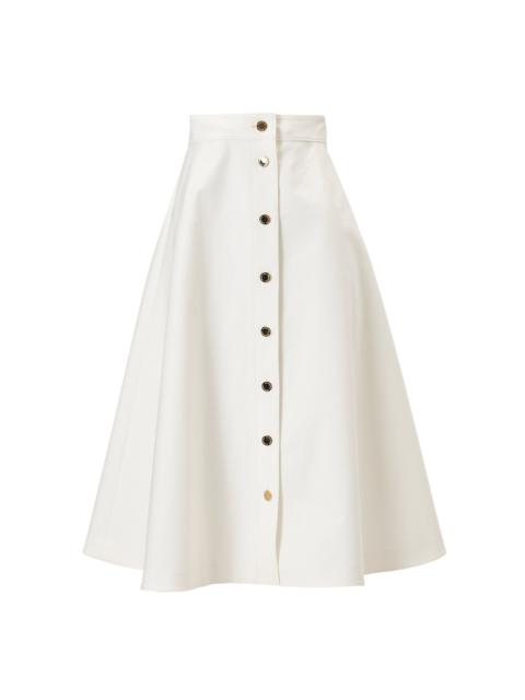 CAROLINA HERRERA High-Rise Cotton Sateen Midi Skirt white