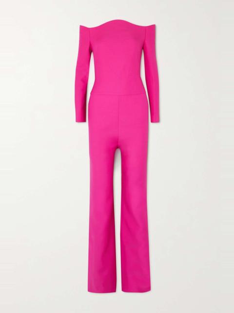 Valentino Off-the-shoulder wool and silk-blend crepe jumpsuit