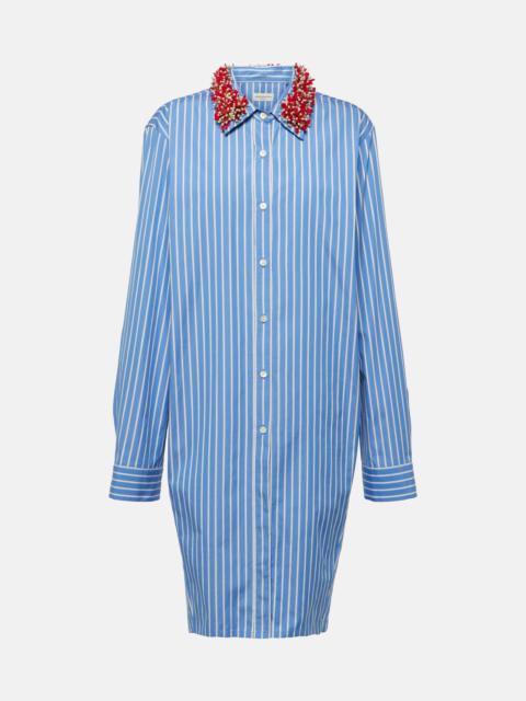 Dries Van Noten Embellished striped cotton poplin shirt