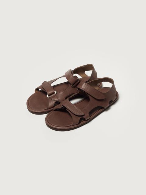 AURALEE SOFT LEATHER DOUBLE STRAP SANDALS