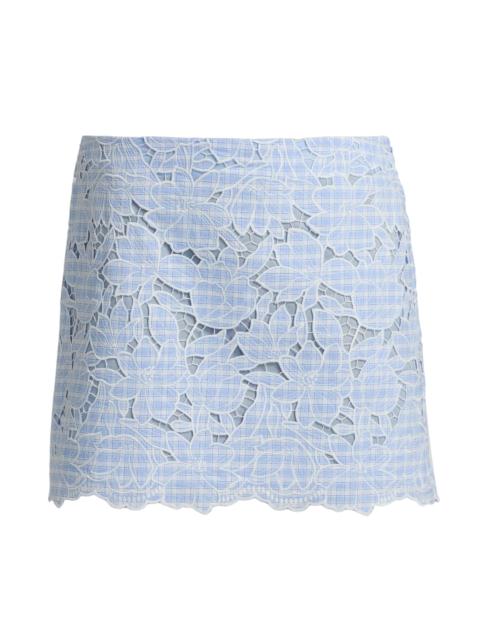 SIMKHAI Women's Catherine Embroidered Floral Gingham Miniskirt - Periwinkle Sky Multi