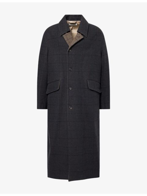 Our Legacy Collapsible-Collar Checked Wool Coat